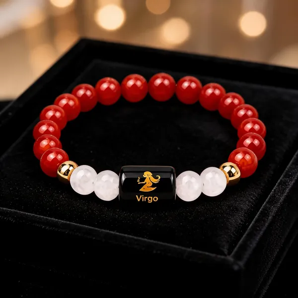Red_Carnelian_Beaded_Virgo_Zodiac_Bracelet_For_Unisex