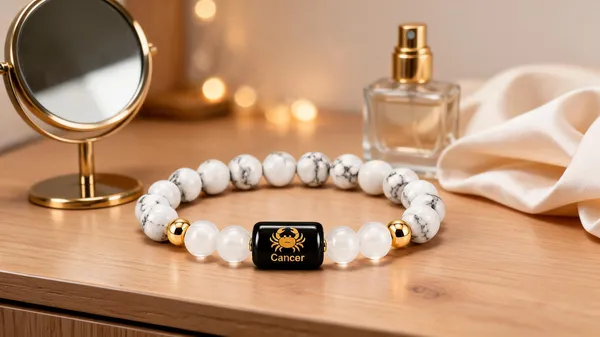 White_Howlite_Beaded_Cancer_Zodiac_Bracelet_For_Unisex