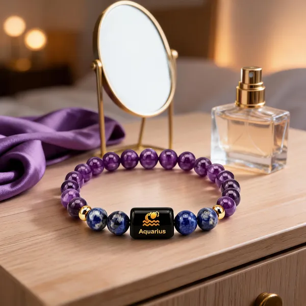 Purple_Beaded_Aquarius_Zodiac_Bracelet_For_Unisex