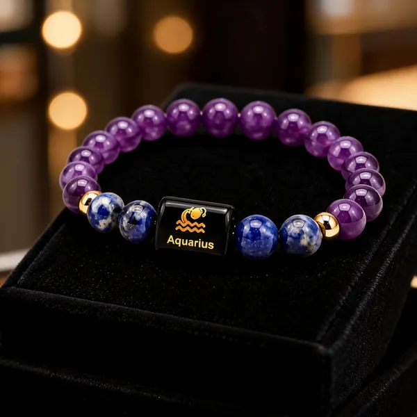 Purple_Beaded_Aquarius_Zodiac_Bracelet_For_Unisex
