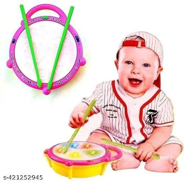 Red_Plastic_Musical_Guitar_Toy_With_Flash_Lights_For_Kids_And_Multicolour_Plastic_Flash_Drum_Toy_With_3D_Lights_For_Kids_Combo_Pack_Of_2