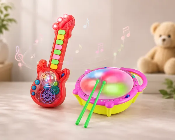 Red_Plastic_Musical_Guitar_Toy_With_Flash_Lights_For_Kids_And_Multicolour_Plastic_Flash_Drum_Toy_With_3D_Lights_For_Kids_Combo_Pack_Of_2
