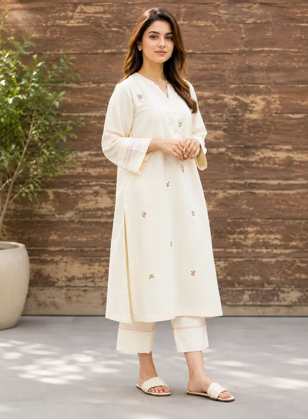 Off_White_Embroidered_Cotton_Kurta_And_Pant_Set