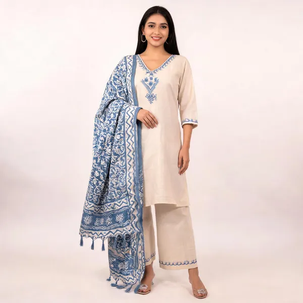 White_Cotton_Flex_Embroidered_Kurta_Palazzo_Set_With_Dupatta_For_Women