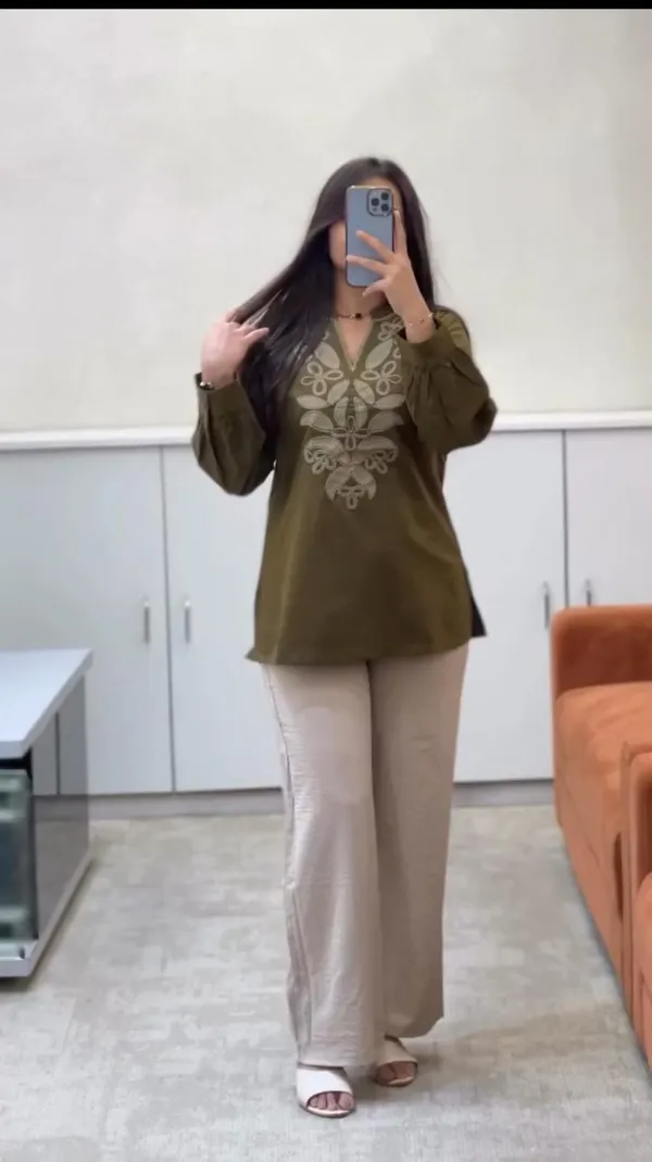 Olive_Green_Cotton_Relaxed_Tunic_Top_&_Bottom_For_Women