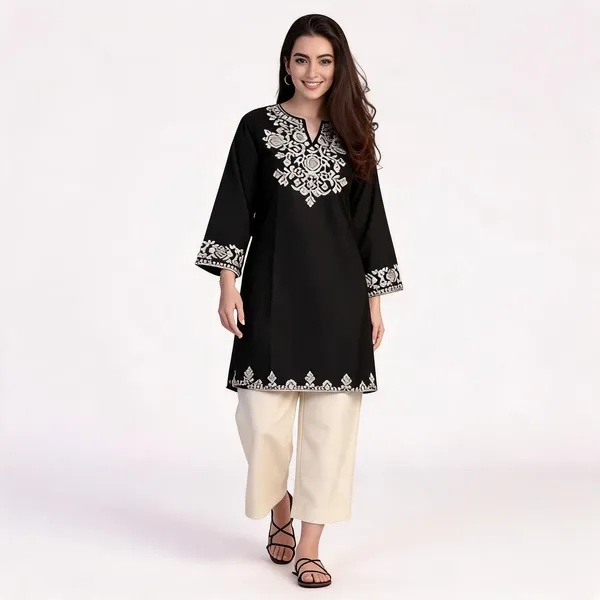 Black_Cotton_Embroidered_Straight_Kurta_Plazo_Set_For_Women