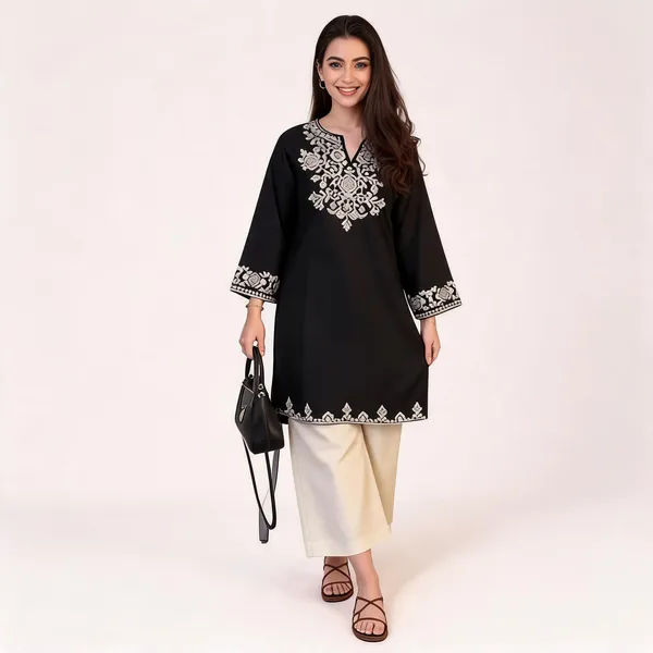 Black_Cotton_Embroidered_Straight_Kurta_Plazo_Set_For_Women
