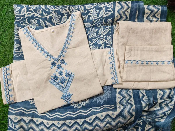 White_Cotton_Flex_Embroidered_Kurta_Palazzo_Set_With_Dupatta_For_Women