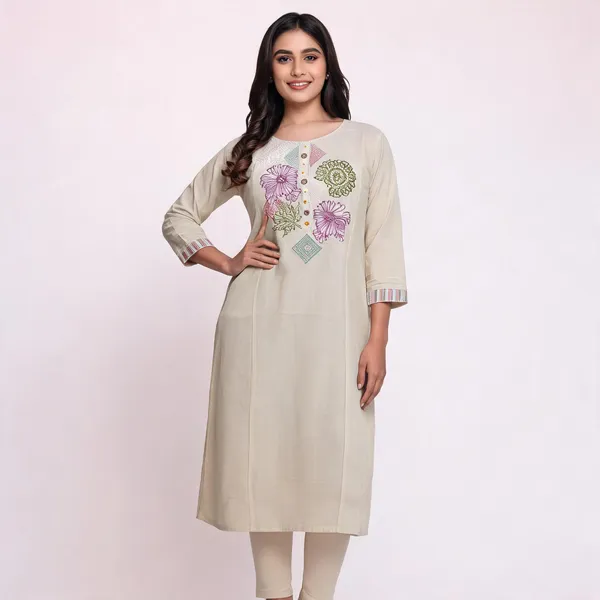 Beige_Cotton_Embroidered_Straight_Kurta_Pant_Set_For_Women