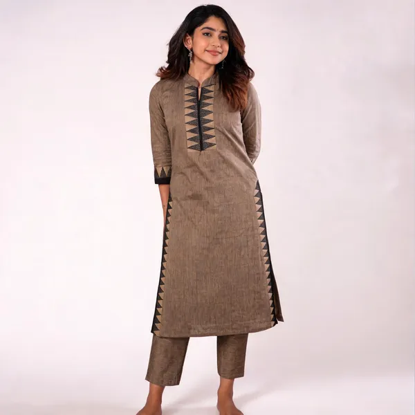 Handloom_Cotton_Hand_woven_Kurta_Pant_Set_For_women