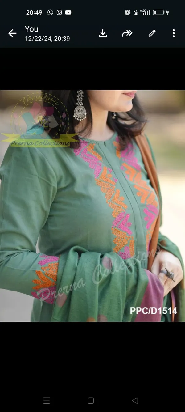 Green_Cotton_Slub_Straight_Kurta_Pant_Set_With_Linen_Woven_Dupatta_For_Women