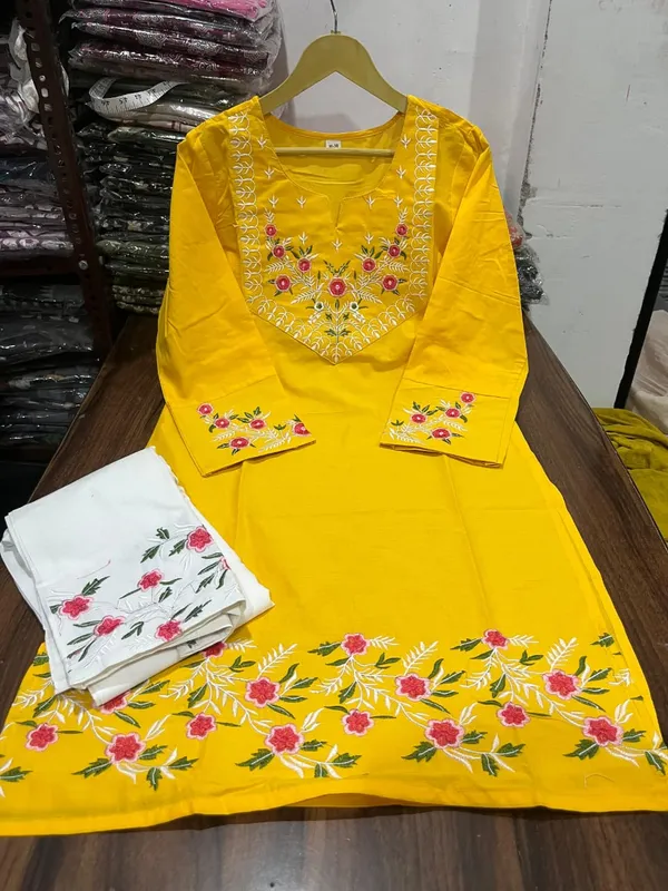 Yellow_Cotton_Embroidered_Kurta_Plazo_Set_For_Women