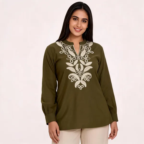 Olive_Green_Cotton_Relaxed_Tunic_Top_&_Bottom_For_Women