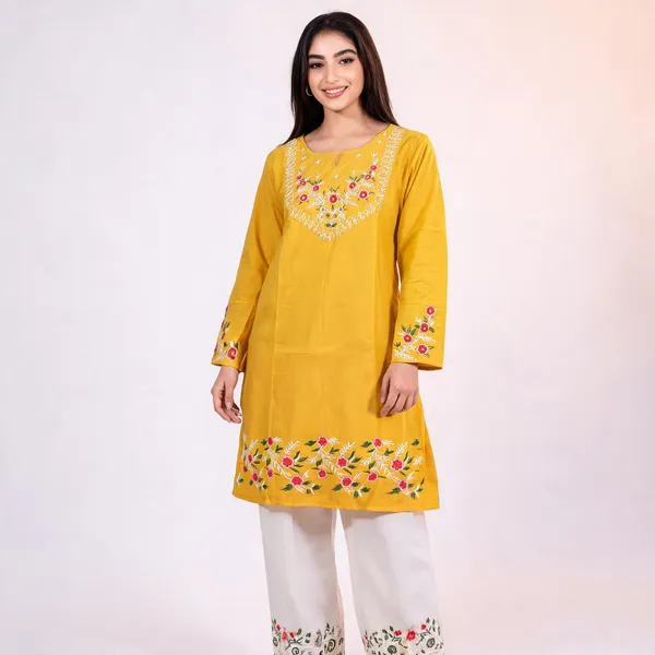Yellow_Cotton_Embroidered_Kurta_Plazo_Set_For_Women