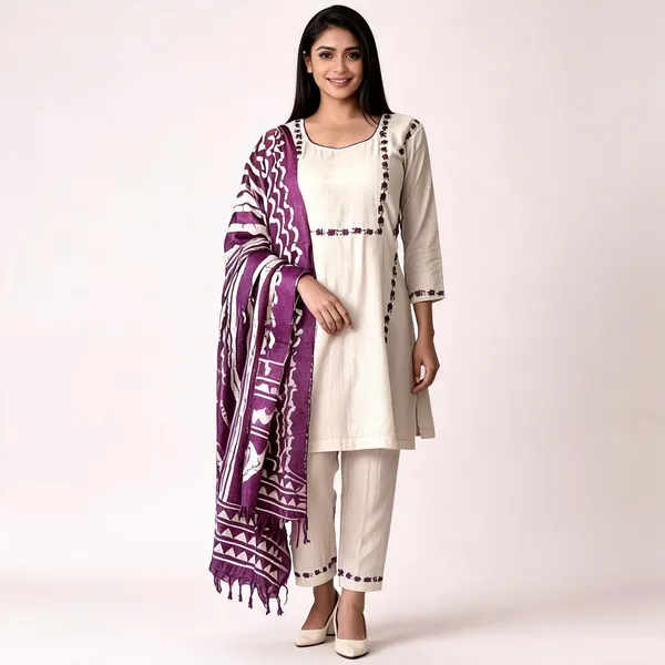 Beige_South_Cotton_Embroidered_Kurta_Pant_Set_With_Dupatta_For_Women