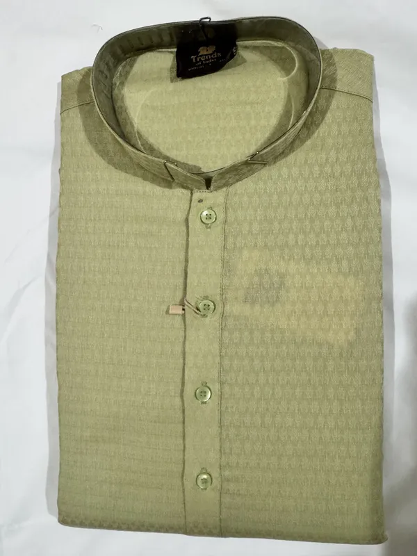 Olive_Green_Cotton_Straight_Mandarin_Collar_Kurta_For_Men