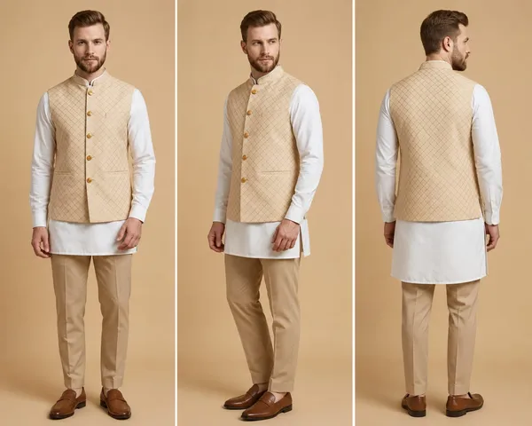 Cream_Banarasi_Jacquard_Diamond_Quilted_Nehru_Jacket_For_Men