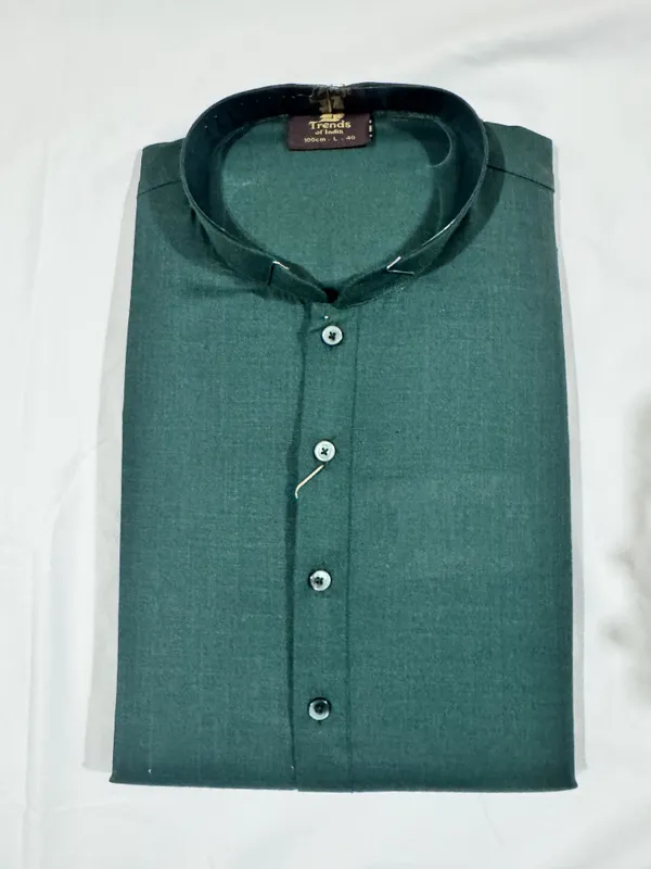 Green_Cotton_Straight_Mandarin_Collar_Kurta_For_Men