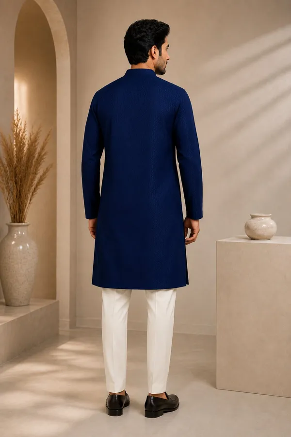 Men_Blue_Textured_Kurta_Pajama