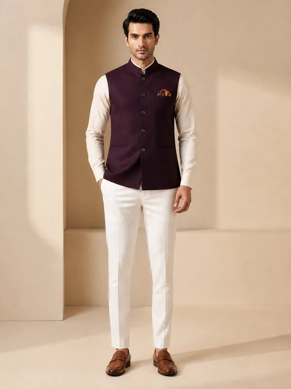 Wine_Nehru_Jacket_(Bundi)_for_Men