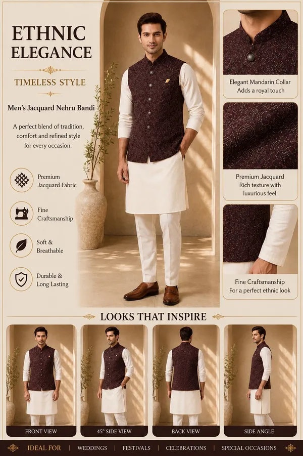 Wine_Jacquard_Nehru_Bandi_for_Men