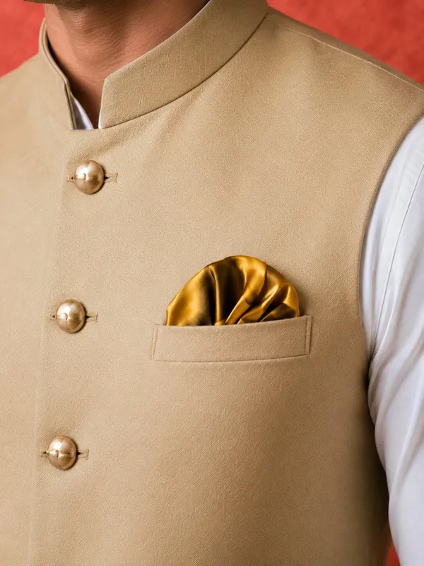 Beige_Solid_Nehru_Bandi_for_Men