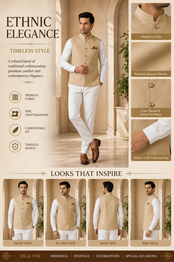 Beige_Solid_Nehru_Bandi_for_Men