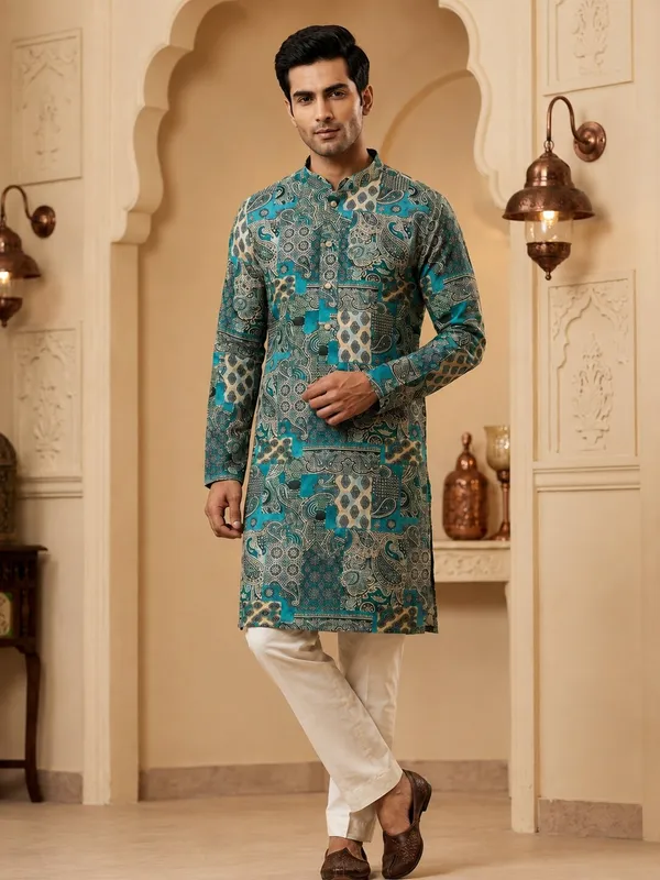 Firozi_Printed_Kurta_Set_for_Men