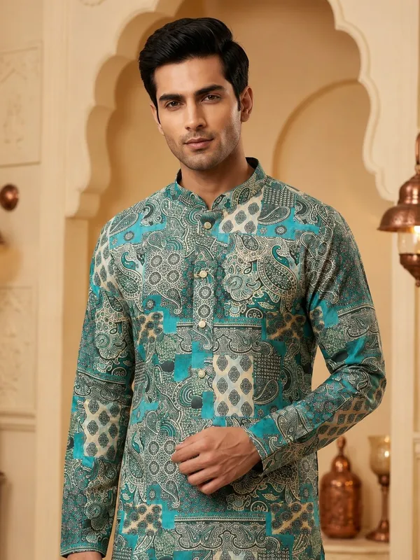 Firozi_Printed_Kurta_Set_for_Men