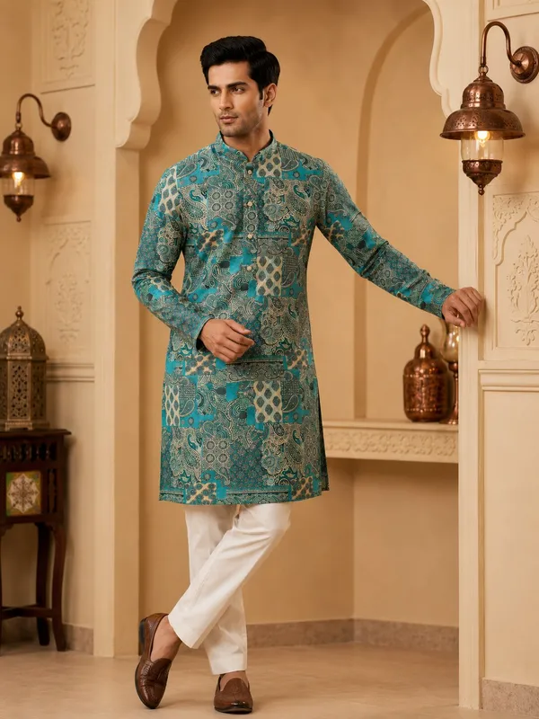Firozi_Printed_Kurta_Set_for_Men