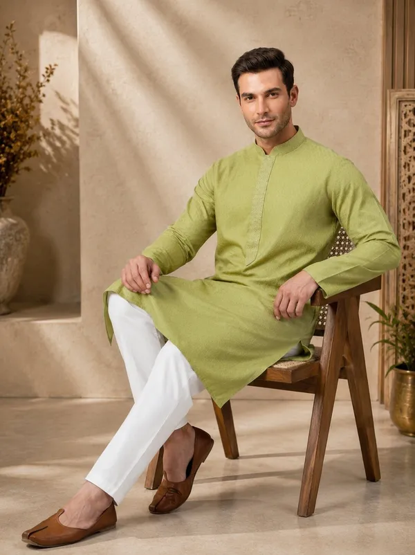 Men_Pista_Textured_Kurta_Pajama