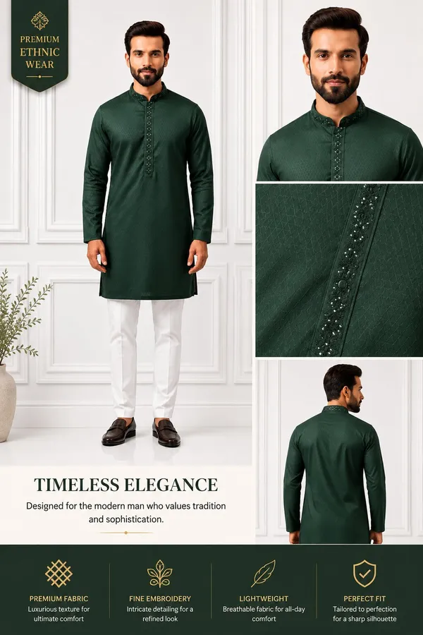 Men_Green_Embroidered_Kurta_Pajama