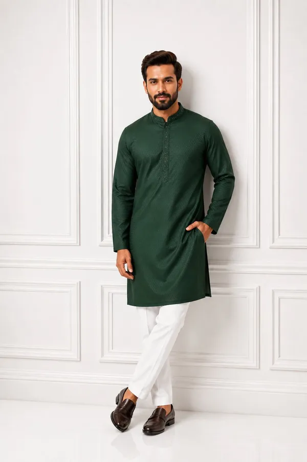 Men_Green_Embroidered_Kurta_Pajama