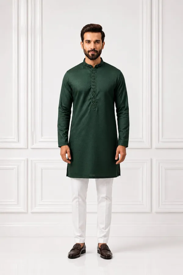Men_Green_Embroidered_Kurta_Pajama