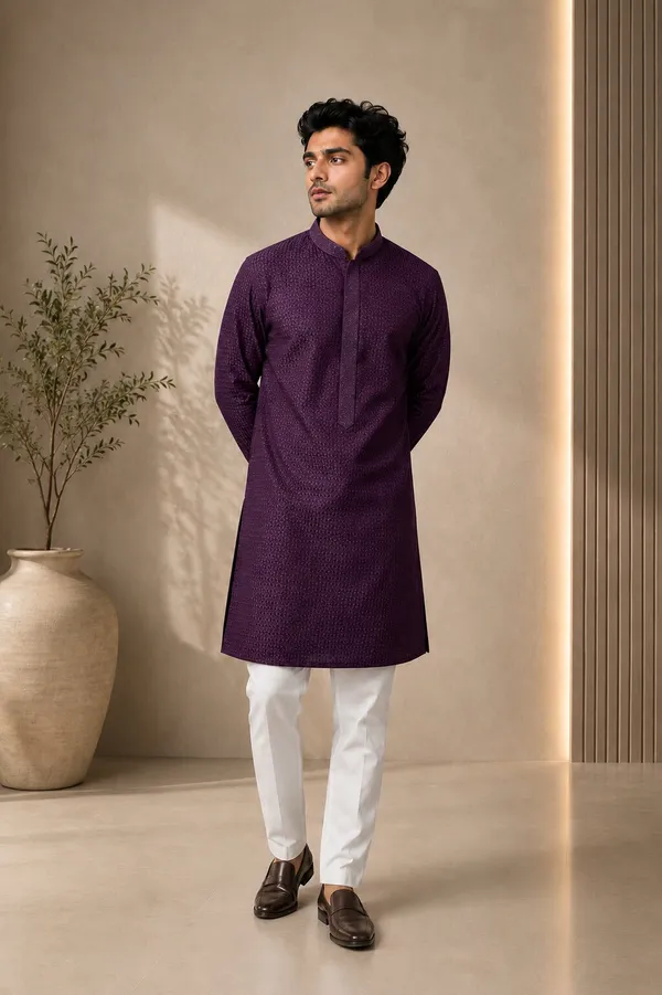 Men_Purple_Textured_Kurta_Pajama_Set
