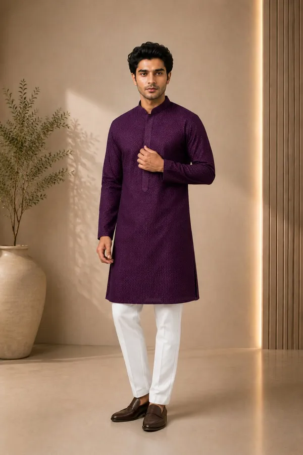 Men_Purple_Textured_Kurta_Pajama_Set