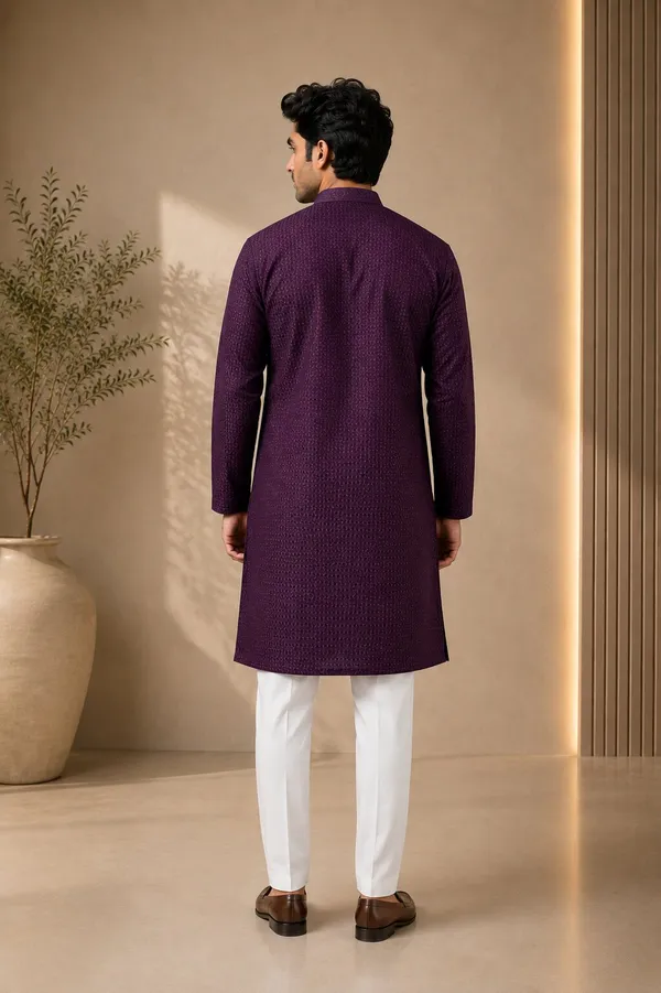 Men_Purple_Textured_Kurta_Pajama_Set