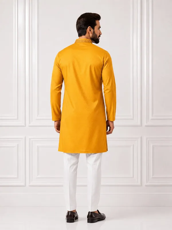 Men_Yellow_Embroidered_Kurta_Pajama