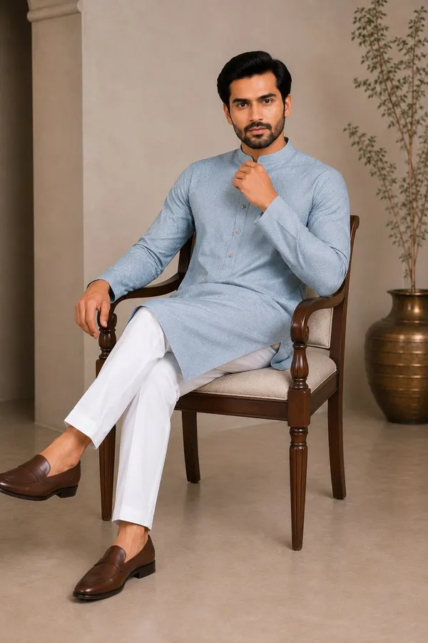 Men_Light_Blue_Textured_Kurta_Pajama