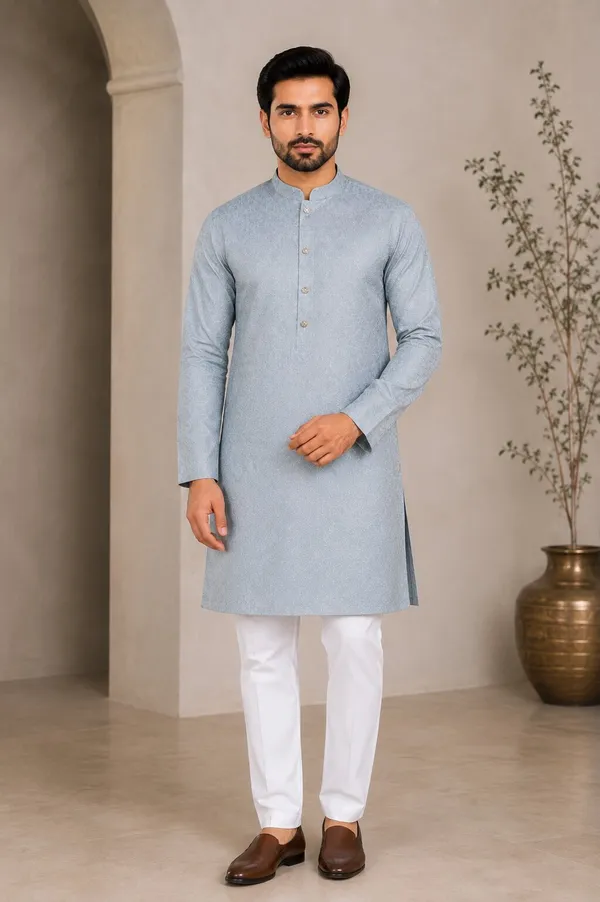 Men_Light_Blue_Textured_Kurta_Pajama