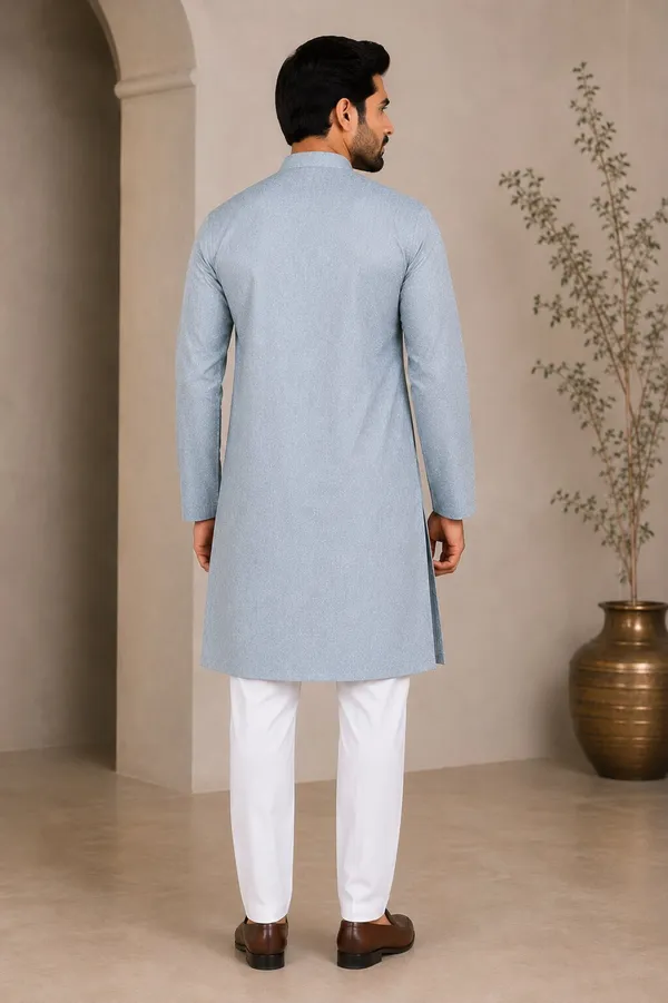 Men_Light_Blue_Textured_Kurta_Pajama