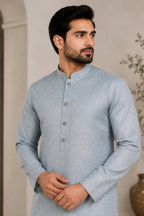 Men_Light_Blue_Textured_Kurta_Pajama