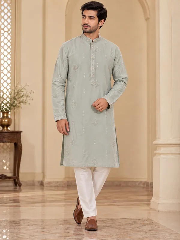 Light_Pista_Embroidered_Kurta_Pyjama_Set_for_Men