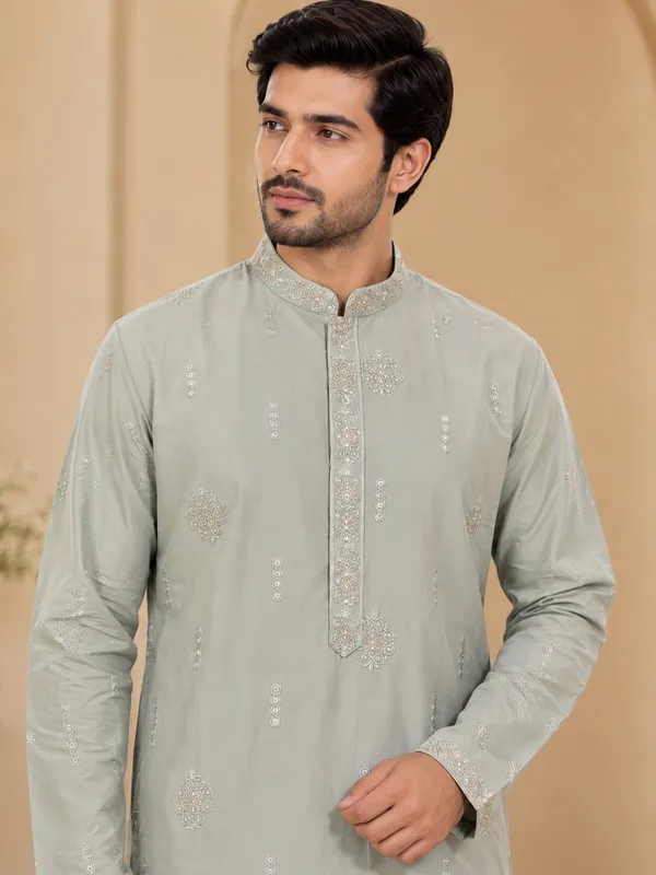Light_Pista_Embroidered_Kurta_Pyjama_Set_for_Men