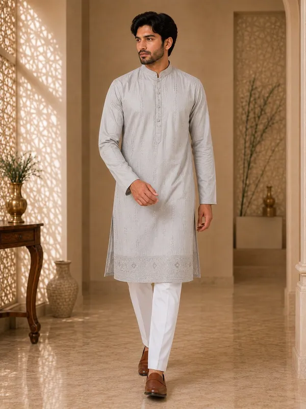 Light_Peach_Embroidered_Kurta_Pyjama_Set