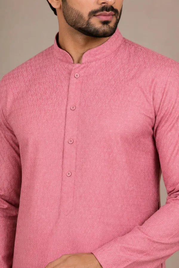Men_Premium_Pink_Textured_Kurta_with_White_Pajama