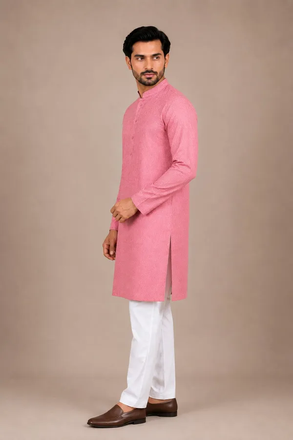 Men_Premium_Pink_Textured_Kurta_with_White_Pajama