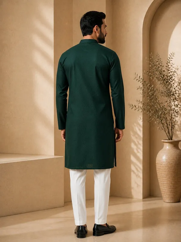 Men_Green_Textured_Kurta_Pajama