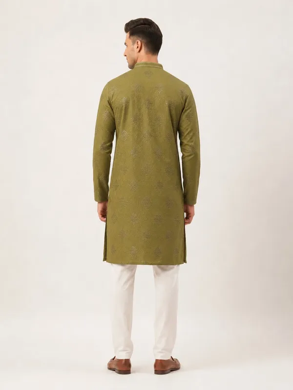 Mehandi_Printed_Kurta_Pyjama_Set_for_Men