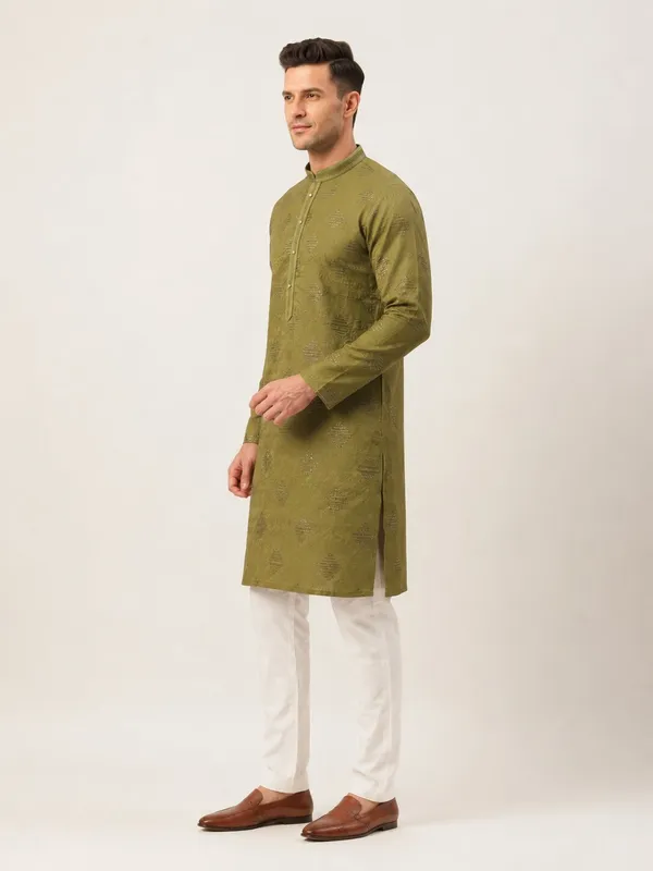 Mehandi_Printed_Kurta_Pyjama_Set_for_Men